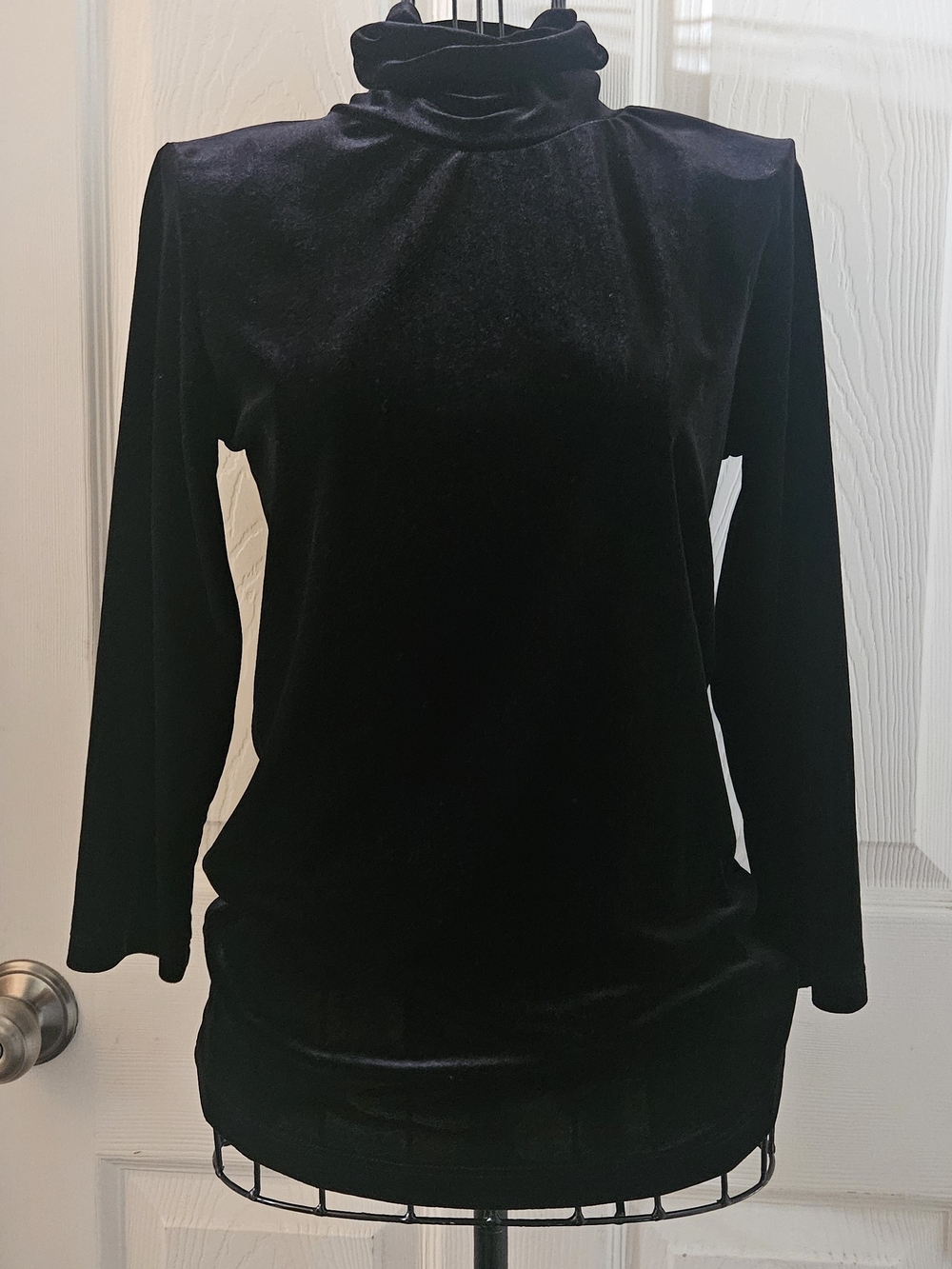 L'AGENCE Black Velvet Turtleneck Top